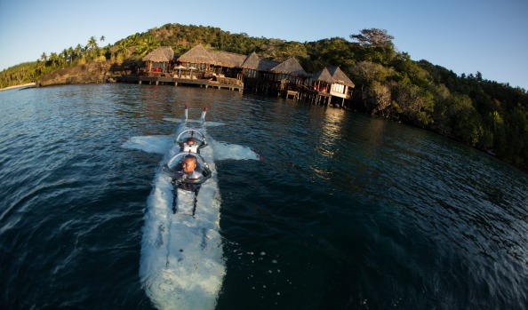 The private resort on Fiji's Laucala Island has a $2 million state-of-the-art DeepFlight Super Falcon submersible on site for the exclusive use of guests.