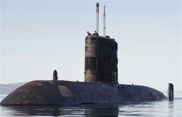 The Canadian submarine HMCS Corner Brook prepares to get underway after taking Canadian Prime Minister Stephen Harper onboard for a visit in Frobisher Bay in the Canadian Arctic August 19, 2009. A fire on board HMCS Victoria, the Royal Canadian Navy's best hope for an operational submarine, is the latest mishap to plague the used boats which have spent more time undergoing repairs than in the water.